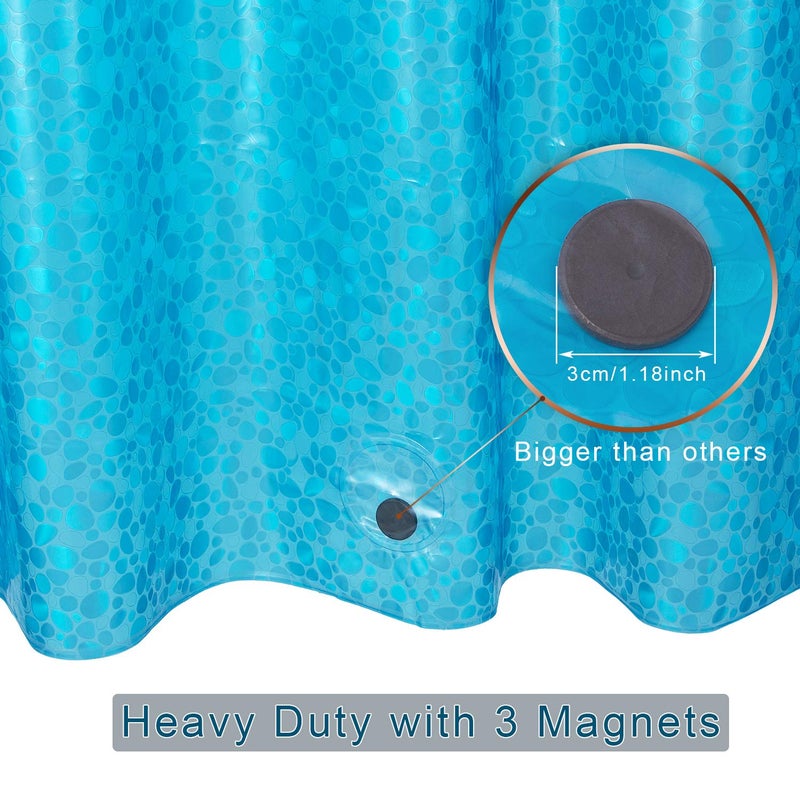 Bostofy Waterproof Shower Curtain Liner 8G EVA Thick Shower Curtain with Heavy Duty 3 Bottom Magnets, Shower Liner for Shower Stall, Bathtubs, 3D Pebble Pattern, 72 x 72,12 Hooks - Image 3